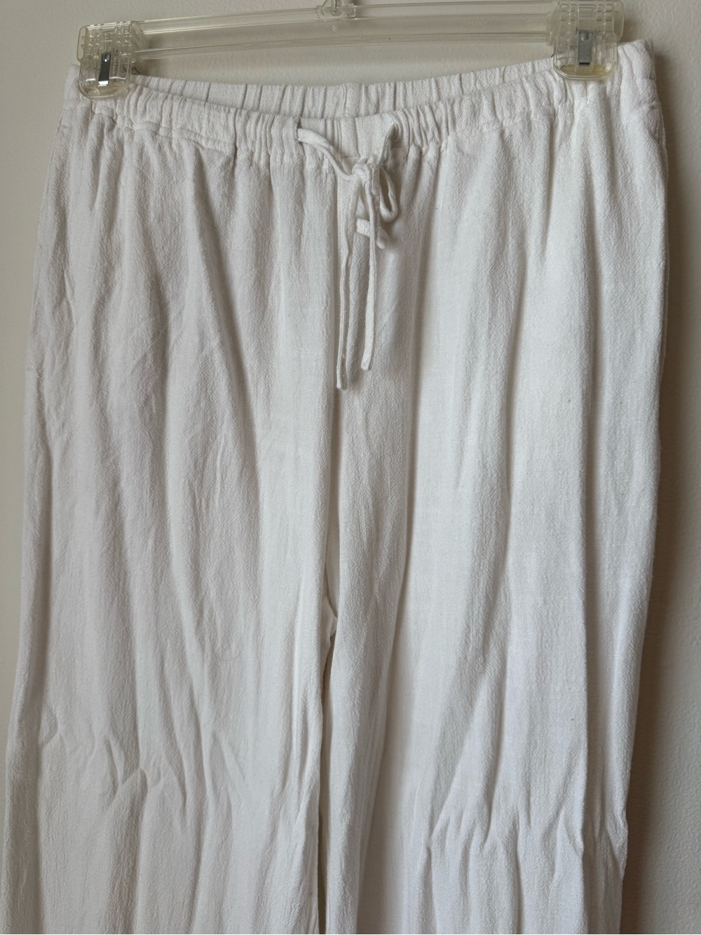 White Drawstring Wide-Leg Trousers - Picture 2 of 6